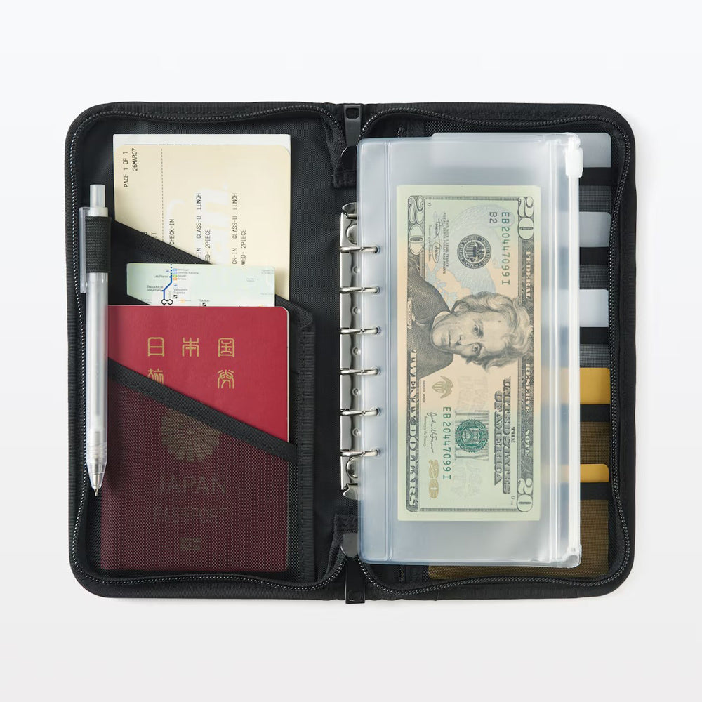 【MUJI 無印良品】旅行多功能護照套 ( 附透明夾鏈袋 )