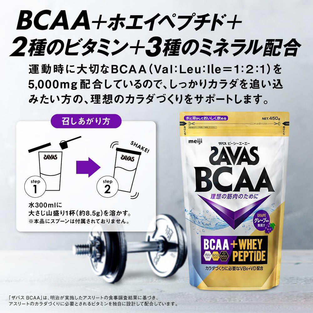 【meiji 明治】SAVAS BCAA支鏈胺基酸粉-葡萄 ( 450g )